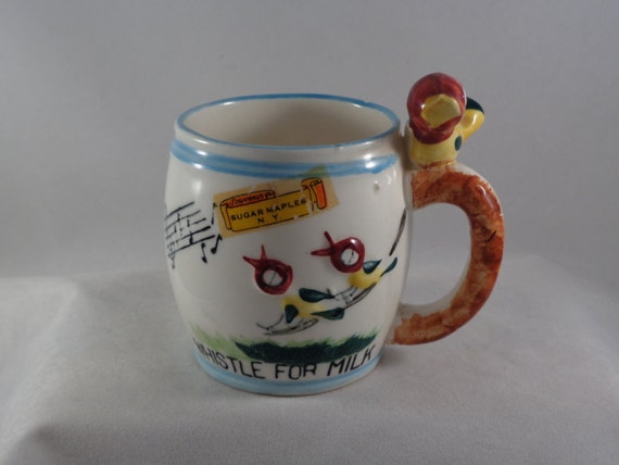 Whistle Children's Sugar Cup, Ceramic For   Milk   Vintage cup vintage Whistle whistle