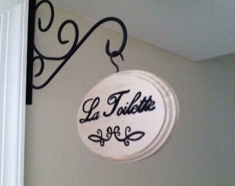 FREE SHIPPING (limited time) Bathroom Sign/ La Toilette (5x7") (cream)