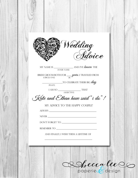 Wedding Advice Mad Lib - Magical Heart - Customizable - Printable Il_570xn