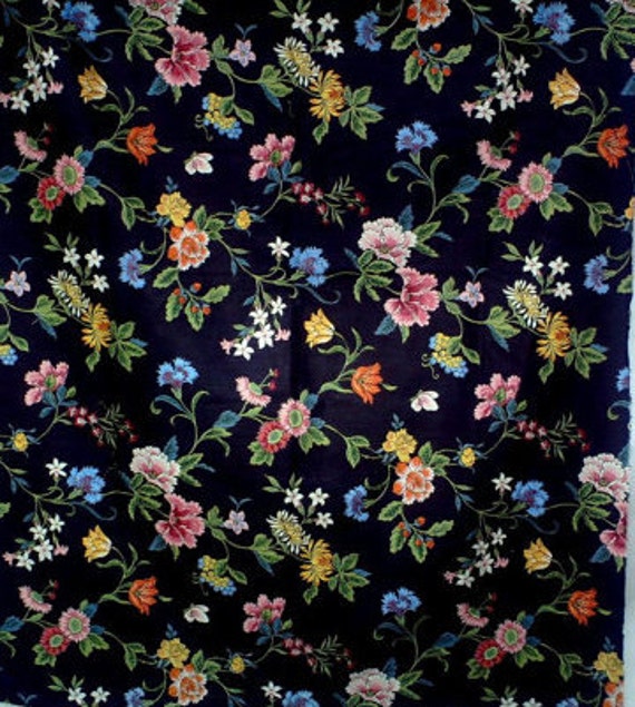 Items similar to chintz black floral fabric with soil repellant finish ...