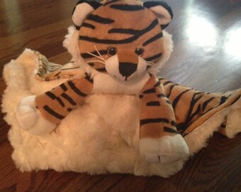 Security Blanket, Lovey, Sneakers the Tiger with Minky
