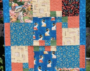 Beautifull Quilt with Oriental Print