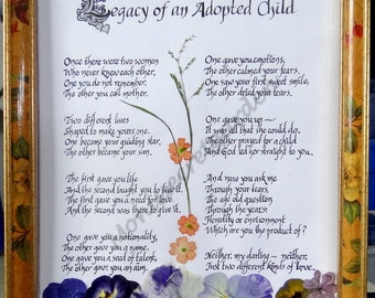 Legacy of an Adopted Child--hand calligraphy with pressed flowers--a ...