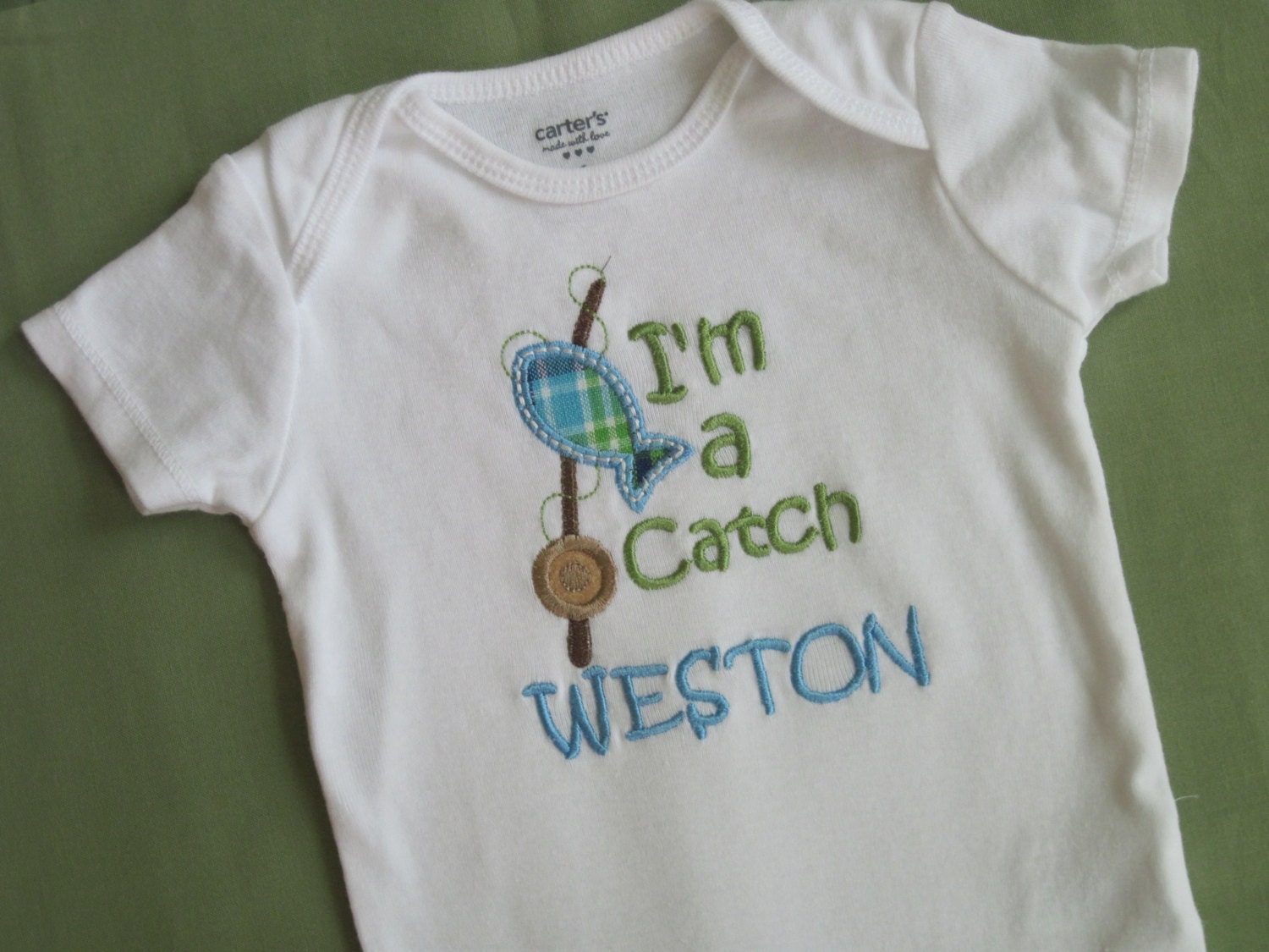 Personalized Fishing Baby Boy bodysuit