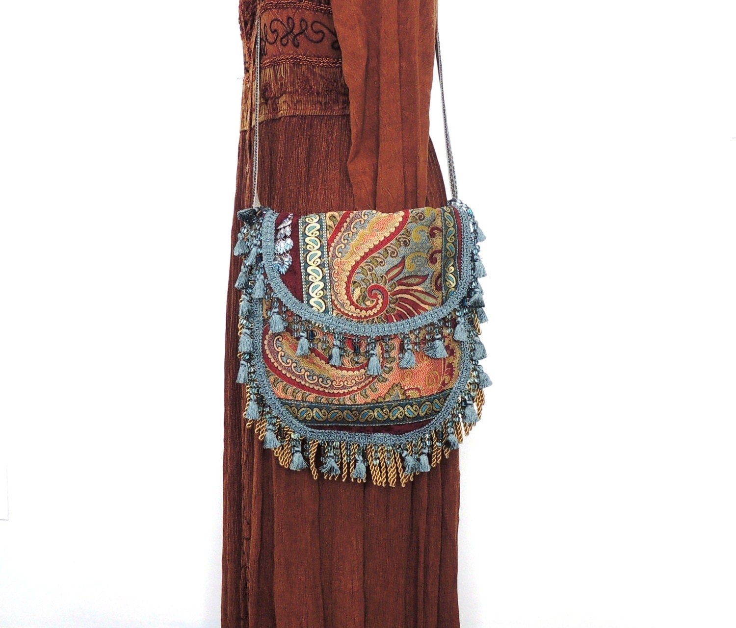 gypsy tapestry bag hippie bag.bohemian bag fringed bag