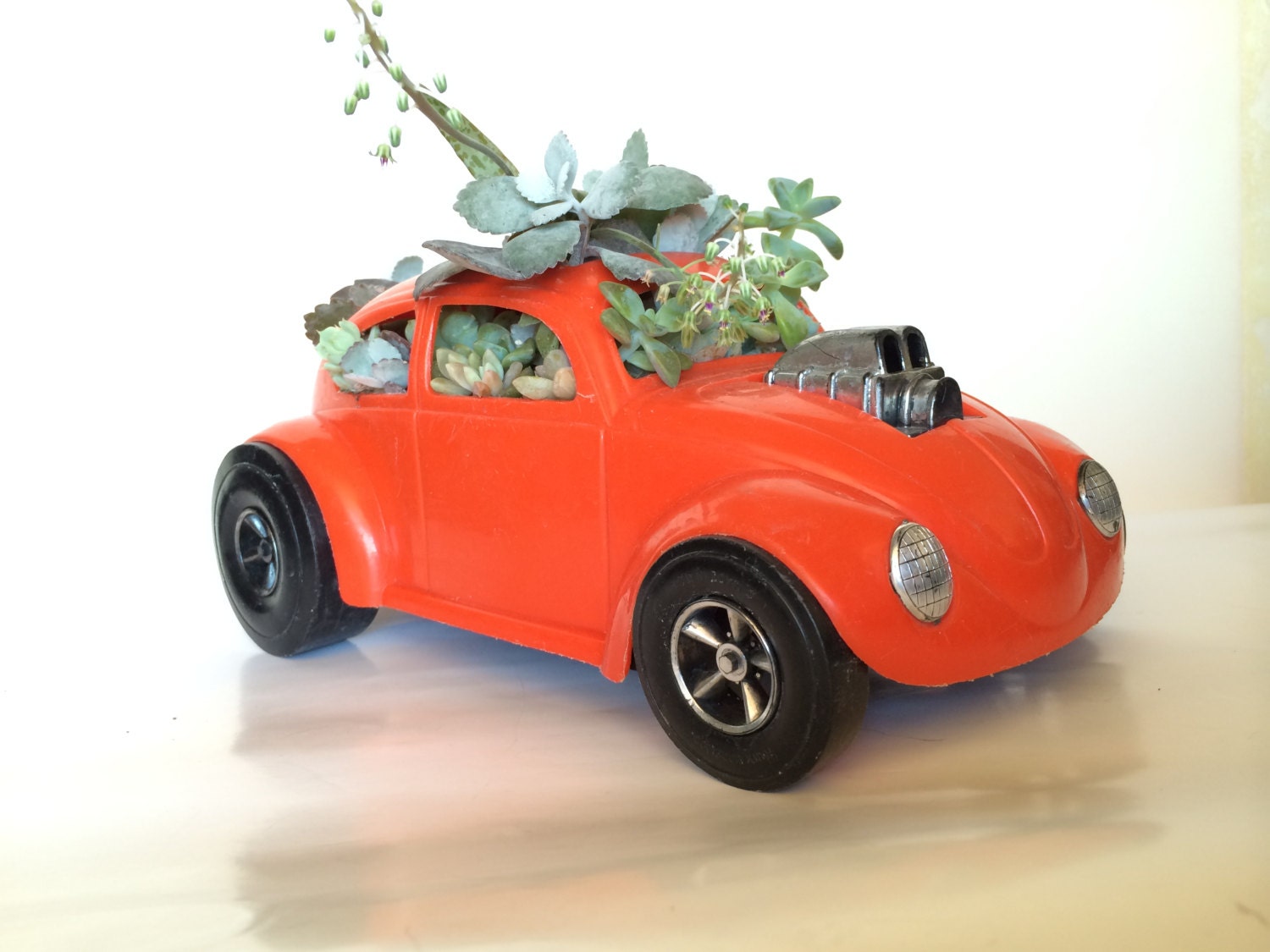 VW Bug Succulent Planter Toy Car Centerpiece Planter 1970s VW