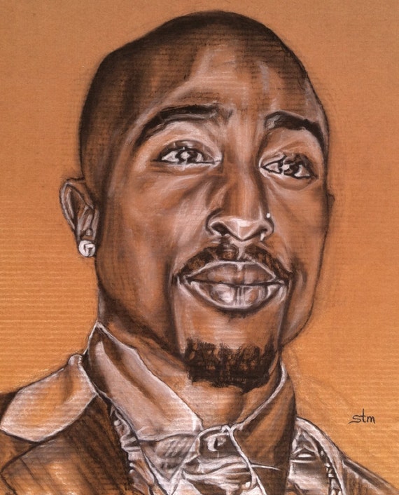 11 x 14 Fine Art Print of Tupac Shakur Charcoal Drawing by brtyche