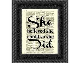 She Believed She Could So She Did, Inspirational Art Print, Wall Decor, Motivational Art Print, Graduation Gift Dorm Decor, Mothers Day Gift