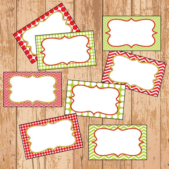 MINI Red And Green Chevron And Polkadot Christmas Labels