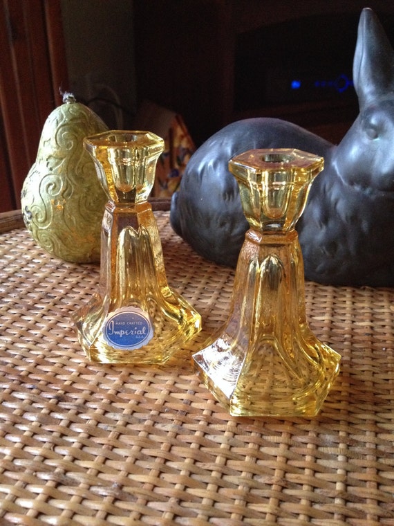 Imperial glass petite candlesticks by VintageRevivalDesign on Etsy
