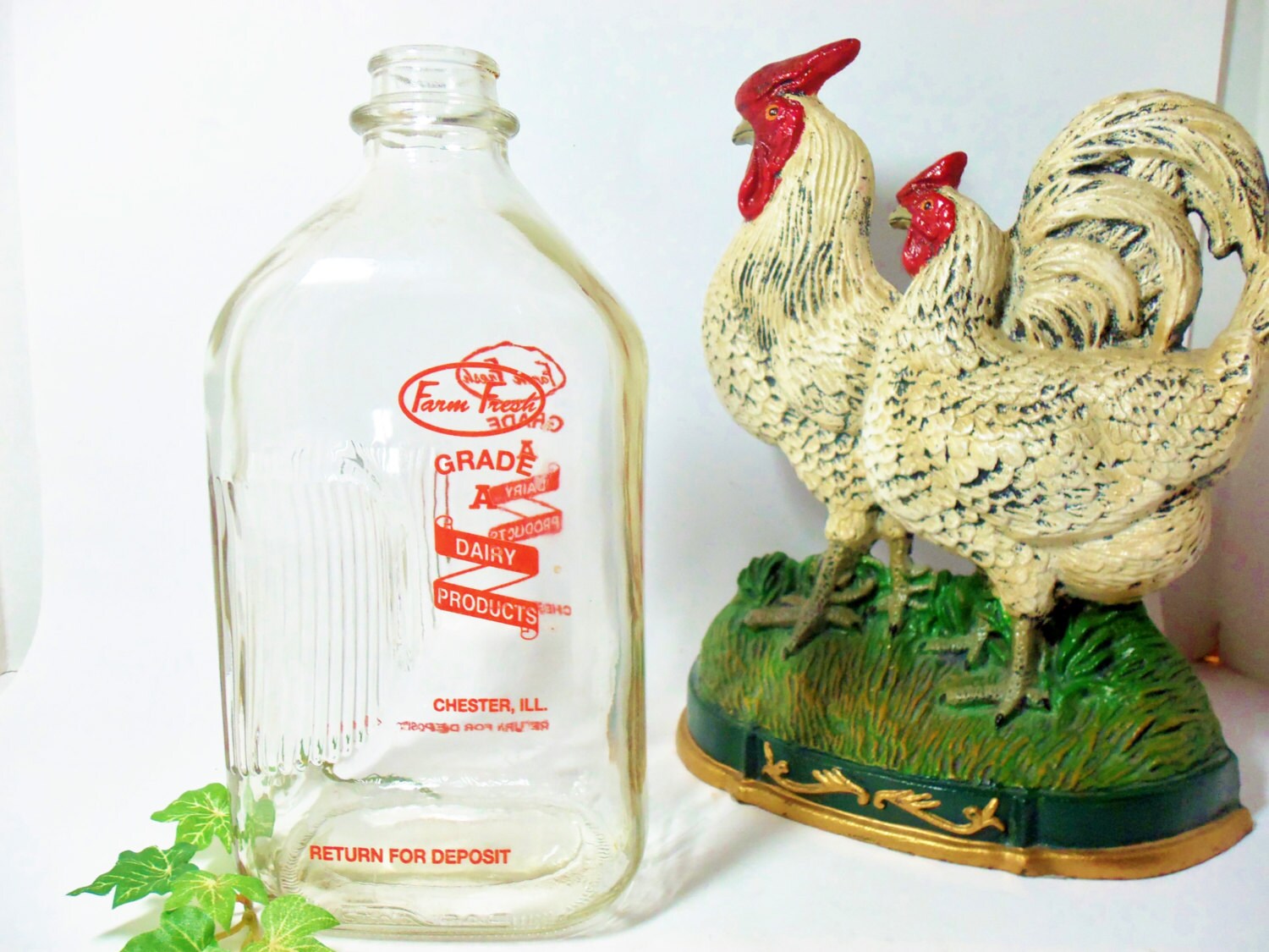 Milk Bottle Glass Milk Jug Refrigerator Milk Bottle Red Print