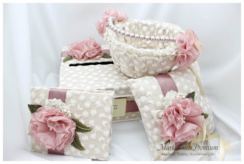 Set of 4 Wedding Custom Flower Ring Pillow Bridal Flower