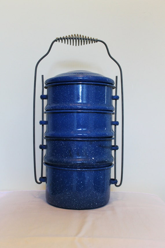 1940's Coal Miner's Blue Enamel Lunch Box