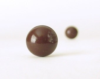 Chocolate Brown Studs, Brown Earrings, small round post earrings, dark brown earrings, brown stud earrings