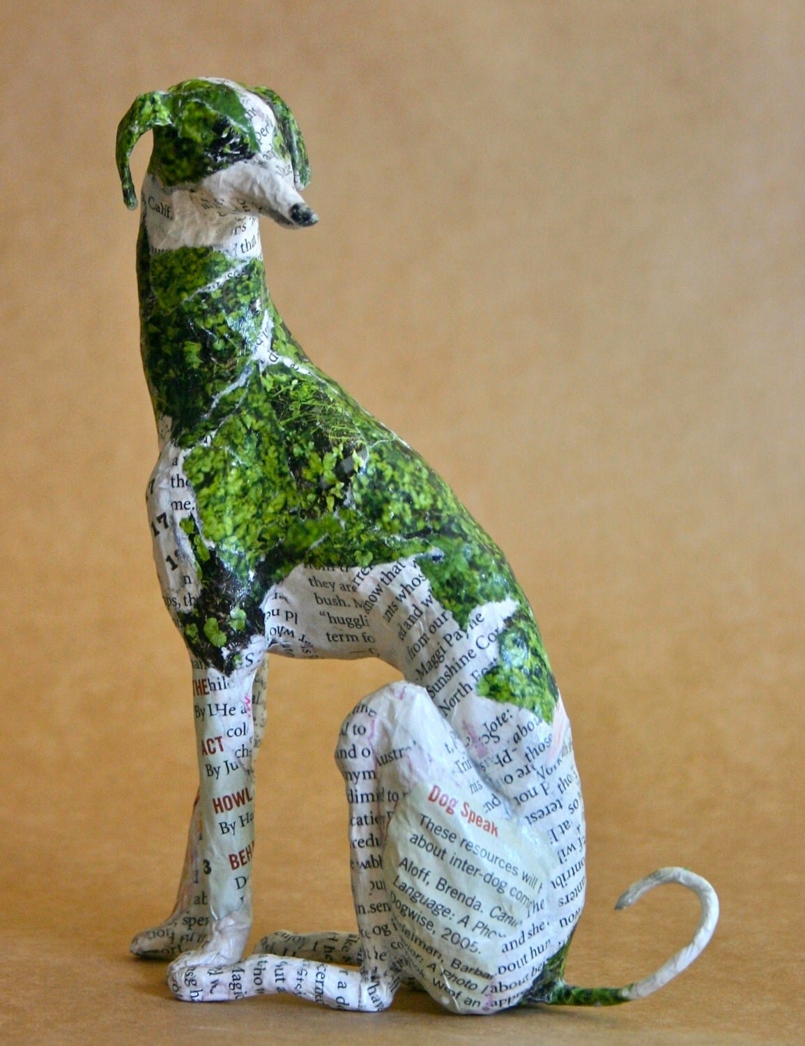 Hound Unique Whimsical Paper Mache Dog Sculpture Custom