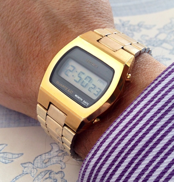 ... Rare 1977 Seiko LCD 12K gold plated men's vintage Quartz digital watch