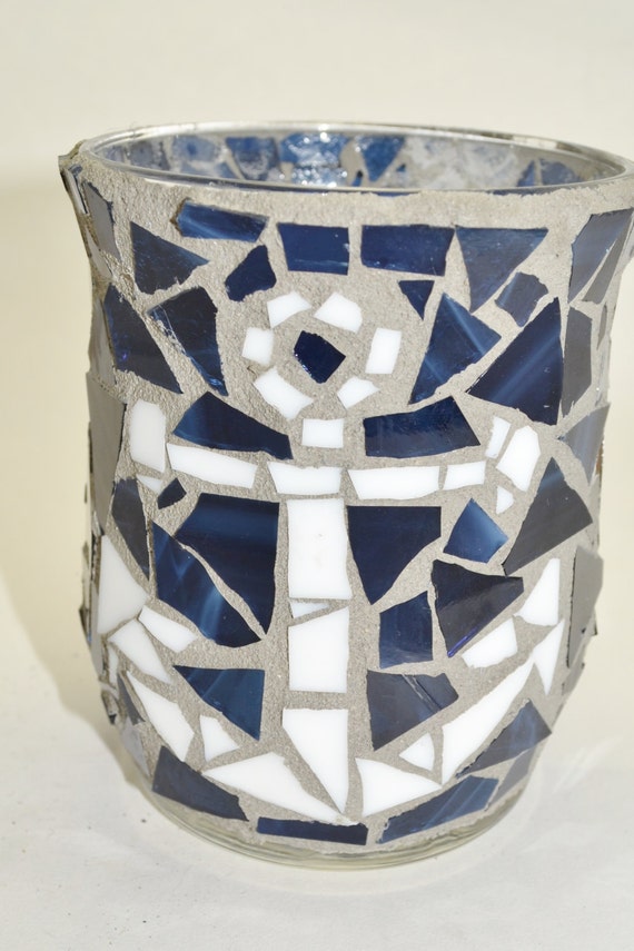 Anchors Away Mosaic candle holder Nautical candle holder