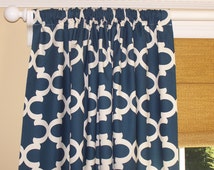 Unique navy print curtains related items | Etsy