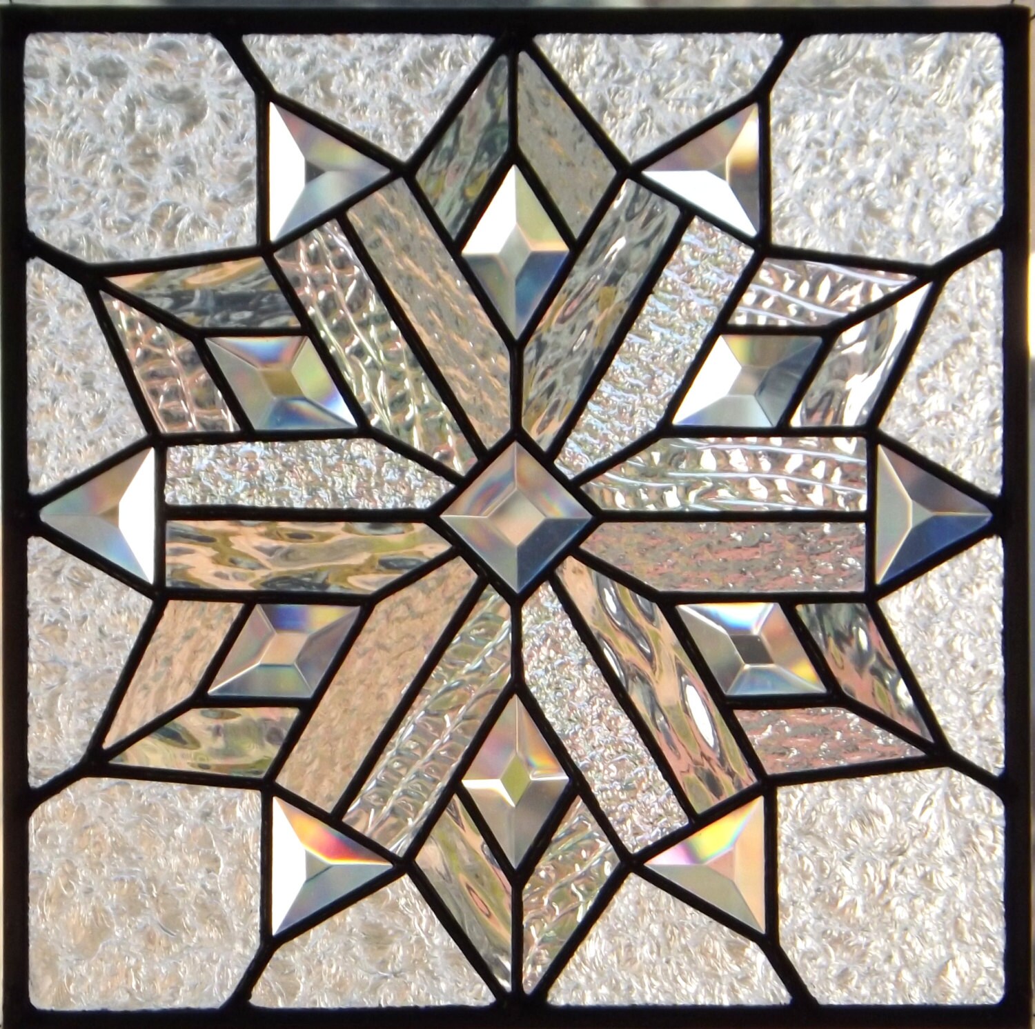 stained glass panel iridescent snowflake textured clear glass stained glass texture