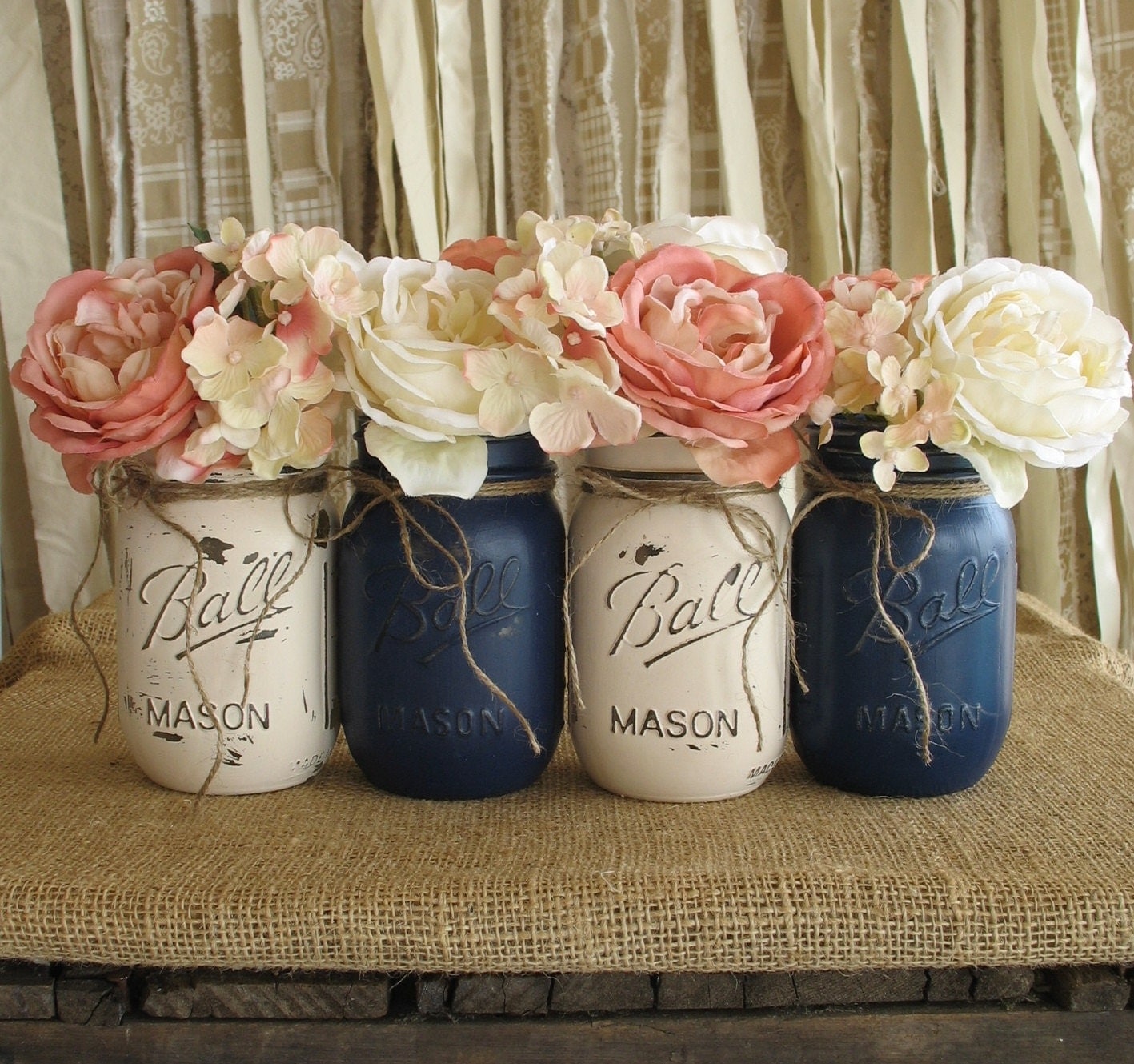 SALE Set Of 4 Pint Mason Jars Ball Jars Painted Mason   Il Fullxfull.488143130 Soir 