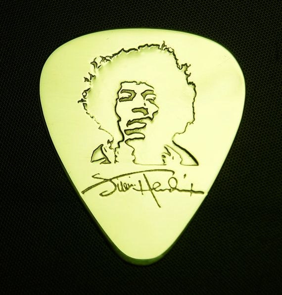 Jimi Hendrix Brass Guitar Pick by ColemanCustomPicks on Etsy