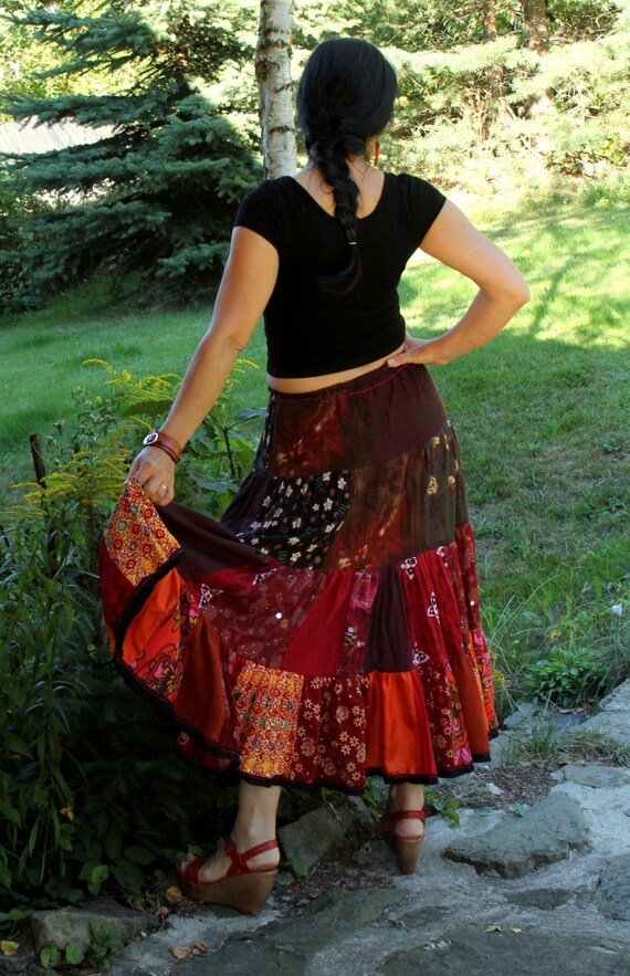 Long And Wide Gypsy Boho Skirt Tribal Bellydance Hippie Style