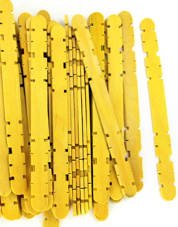 100 Yellow Notched Hobby Craft Sticks