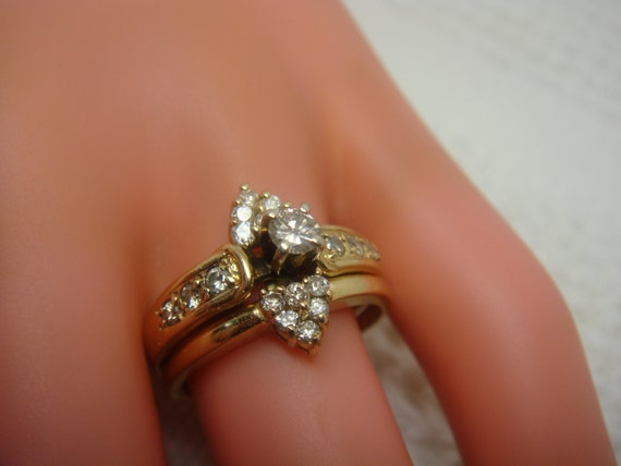 Vintage 14K and Diamond Nesting Wedding Ring Set