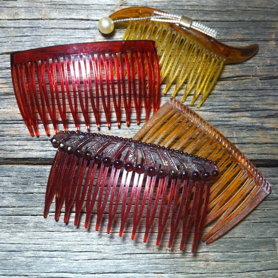 4 Decorative Vintage Hair Combs by SerendipityCircus on Etsy