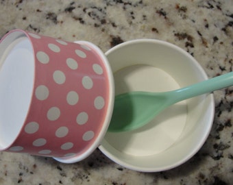Pink Polka Dot Ice Cream Cups, snack cups, fruit cups, dessert cups