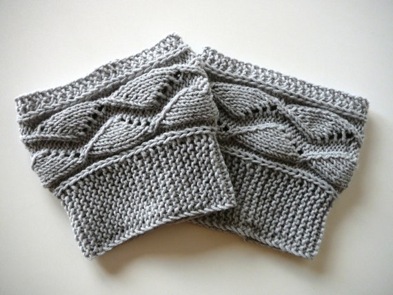 Licht grau Strick Stiefel Socken Stulpen Booten Booten