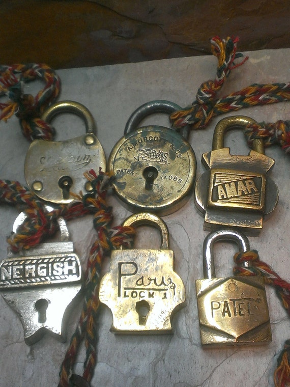 Six Antique Penny Locks With Keys