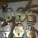Six Antique Penny Locks With Keys