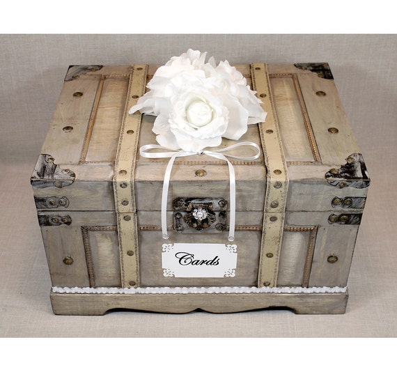 Wooden Wedding Card Box Trunk Vintage Shabby Chic Wedding