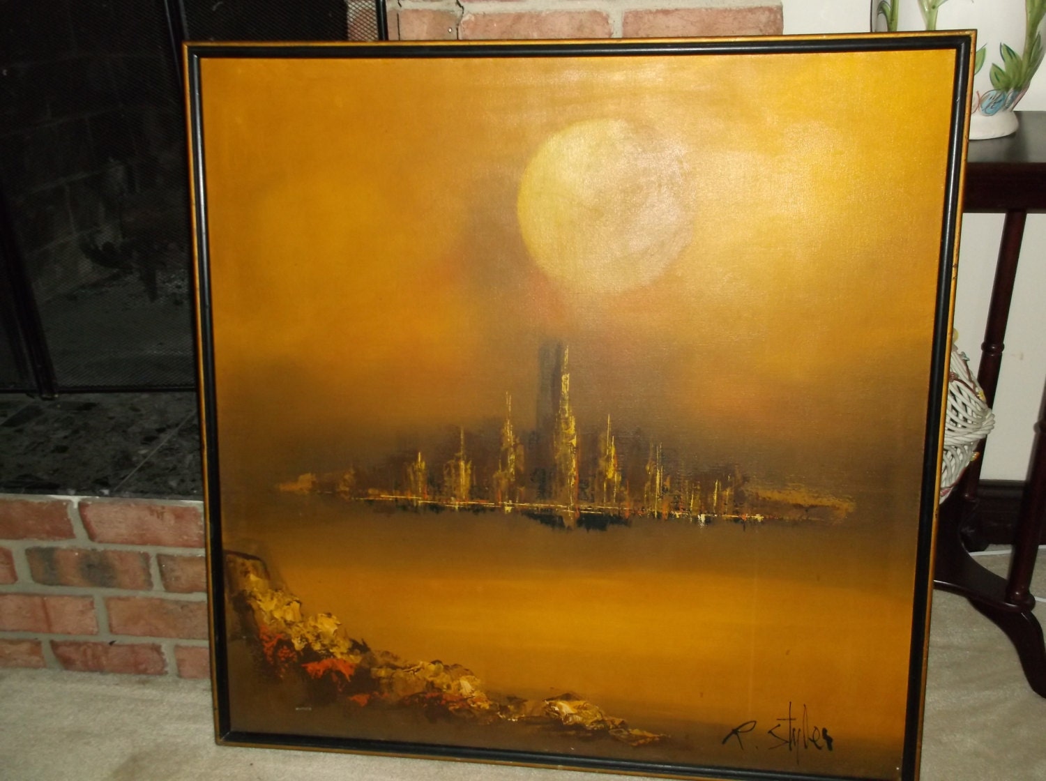 RESERVED A Midcentury Modern Eames Era Oil Painting R Styles   Il Fullxfull.495325418 E8r2 