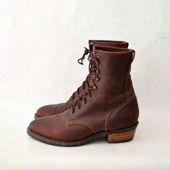 MENS Lace Up Roper Boots // Chocolate Brown // Durango // US