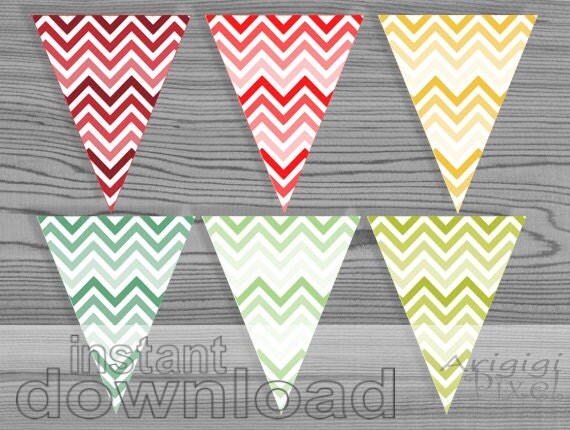 Printable Banner, Chevron, ombre, fall colors, baby shower, wedding shower, birthday, party bunting banner, instant digital download Il_570xn