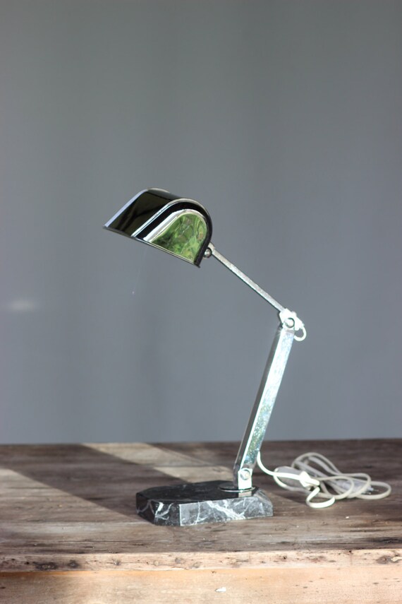 Classic French Fare Desk Lamp. Art Deco Chrome