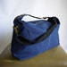 Dark Navy Blue Cotton Large Messenger Shoulder Bag Tote by Cozibag