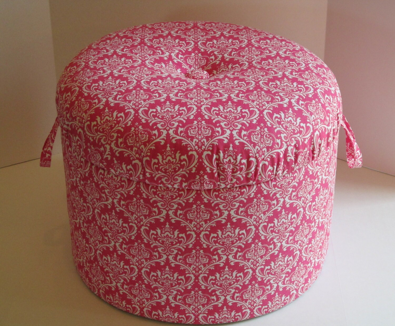 Pink & White Damask Storage Ottoman Footstool Nursery Pouf 🔎zoom - Pink & White Damask Storage Ottoman Footstool Nursery Pouf