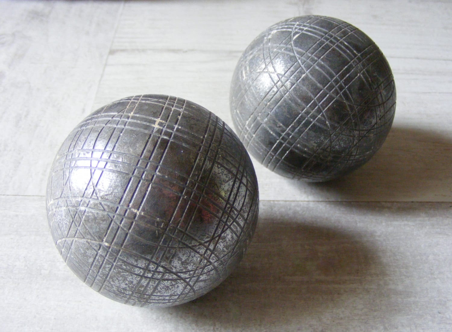 Set of 2 Vintage French Petanque BallsBowlsin their