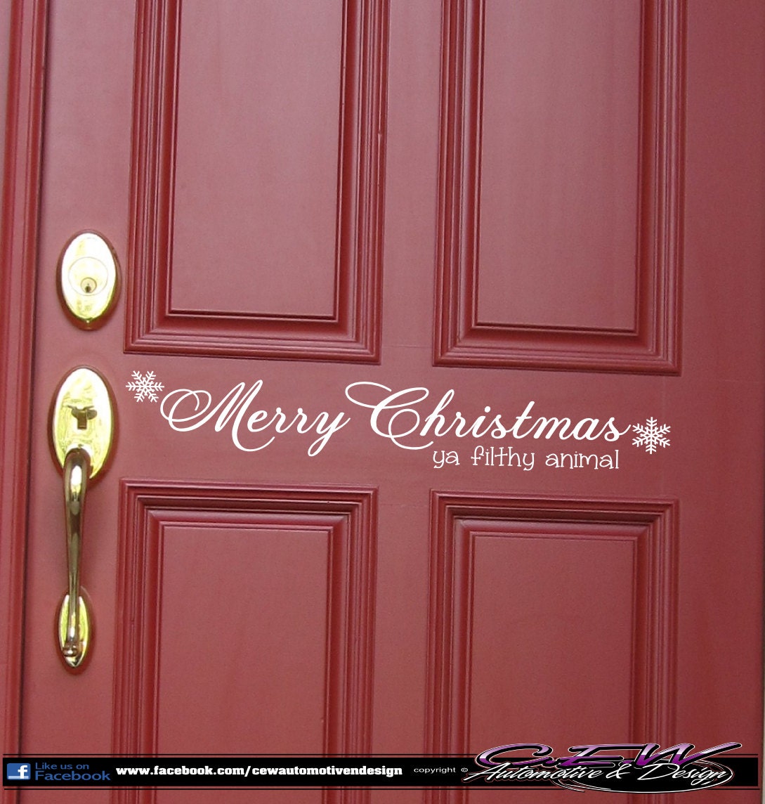 home front door vinyl lettering wall vinyl phrase Merry