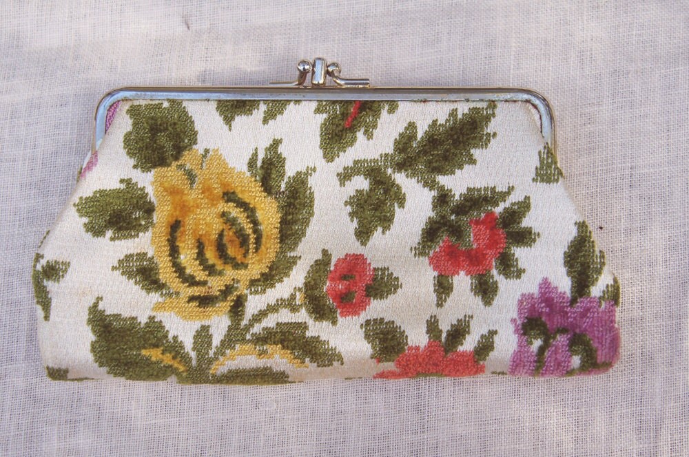 vintage floral tapestry clutch