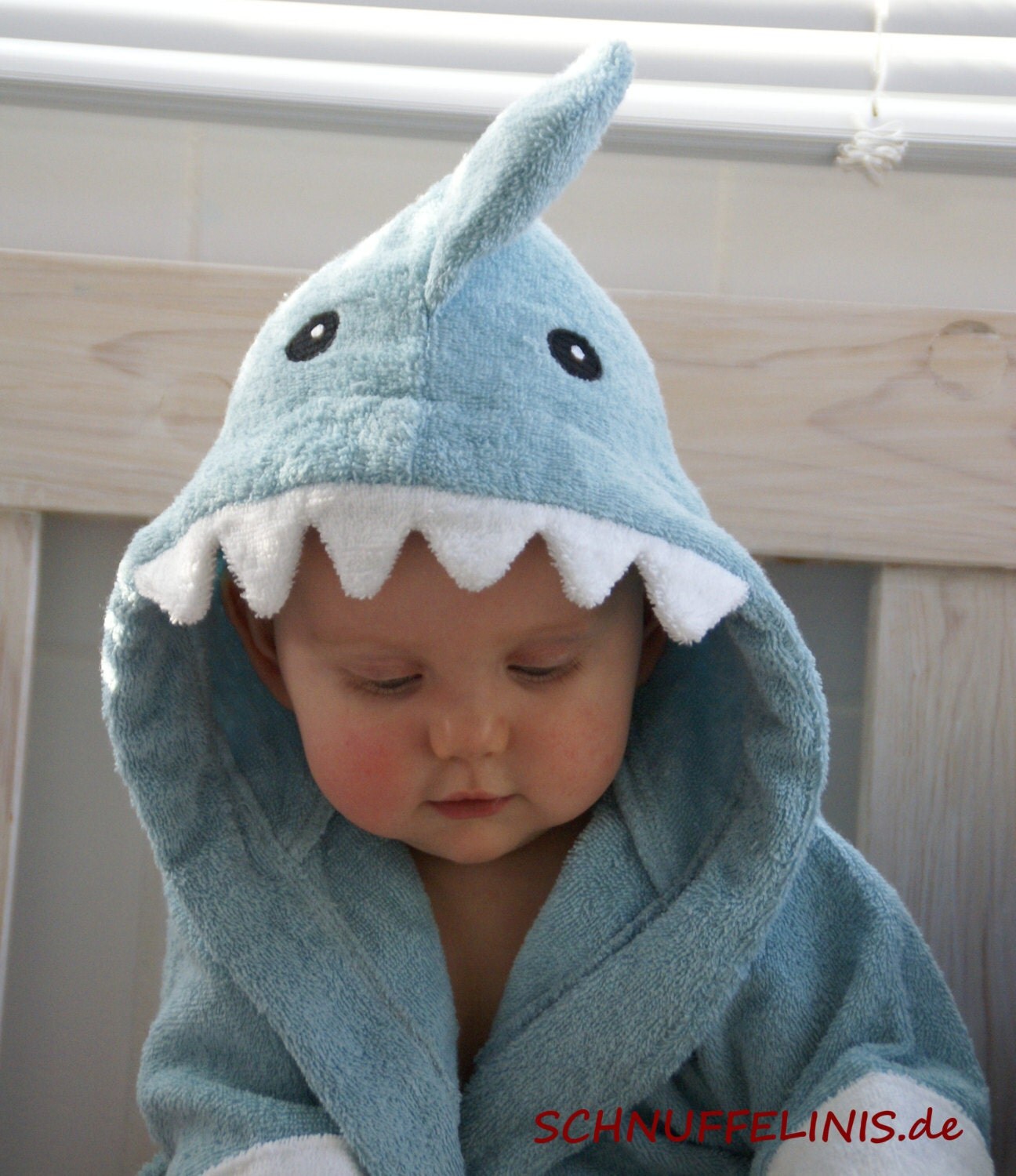 hooded towel shark blue shark in blue bathtime