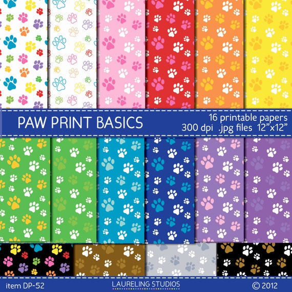 Items similar to dog digital paper with paw print pattern, digi scrap