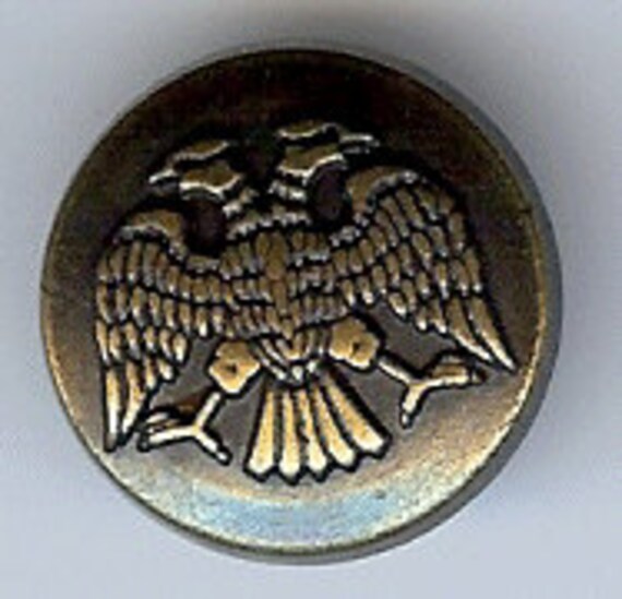 BC131 Metal Button Byzantine Heraldry Antique Brass