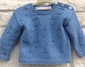 Hand Knitted Boys  Anchor Sweater With Matching Beanie Hat, Boys Jumper