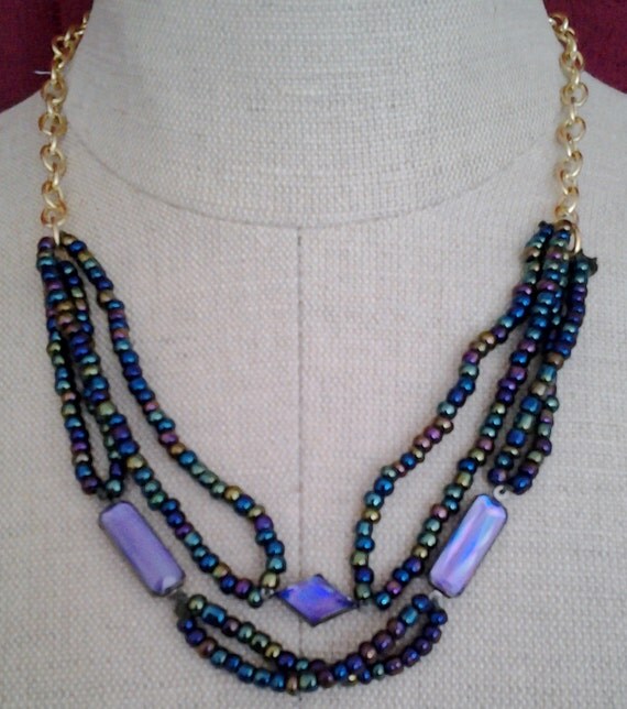 Items similar to Purple Statement Necklace-Purple Bead Necklace-Purple ...