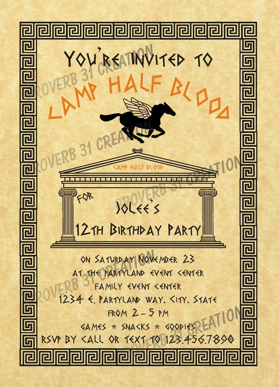 Percy Jackson Inspired Party Invitation NOT EDITABLE by you