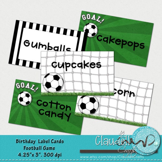 Football Soccer Game Printable Label Cards Blank by ClaudellCrafts
